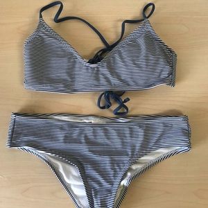 Blue and White Striped Bikini